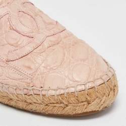 Chanel Pink Crocodile Leather CC Espadrille Flats Size 39