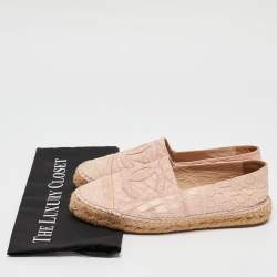 Chanel Pink Crocodile Leather CC Espadrille Flats Size 39