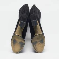 Chanel Black Suede Cap Toe Platform Knee Length Boots Size 40