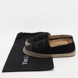 Pre Owned Chanel Black Fabric and Tweed CC Espadrille Flats Size 41