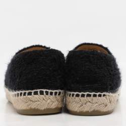 Pre Owned Chanel Black Fabric and Tweed CC Espadrille Flats Size 41