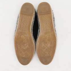 Pre Owned Chanel Black Fabric and Tweed CC Espadrille Flats Size 41