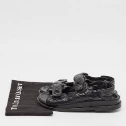 Chanel Black Quilted Leather CC Dad Sandals Size 38