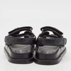 Chanel Black Quilted Leather CC Dad Sandals Size 38