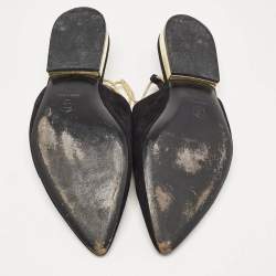 Chanel Black Suede Ankle Wrap Flat Mules Size 39