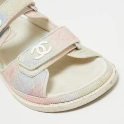 Chanel Multicolor Quilted Canvas Dad Sandals Size 39.5