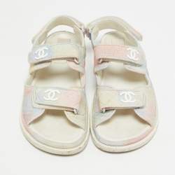 Chanel Multicolor Quilted Canvas Dad Sandals Size 39.5