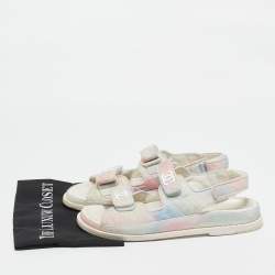 Chanel Multicolor Quilted Canvas Dad Sandals Size 39.5