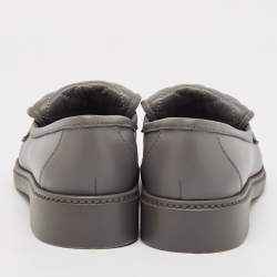 Chanel Grey Quilted Leather CC Turnlock Loafers Size 40.5