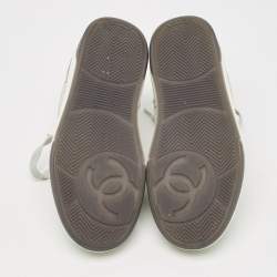 Chanel Light Green Fabric and Suede Skateboard Low Top Sneakers Size 36