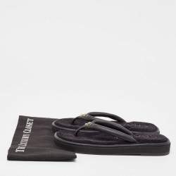 Pre Owned Chanel Black Leather CC Thong Flats Size 39