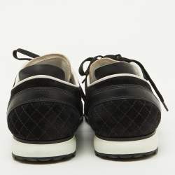 Pre Owned Chanel Black Suede and Mesh CC Low Top Sneakers Size 40.5