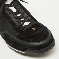 Pre Owned Chanel Black Suede and Mesh CC Low Top Sneakers Size 40.5