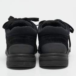 Pre Owned Chanel Black Suede and Fabric CC Low Top Sneakers Size 37