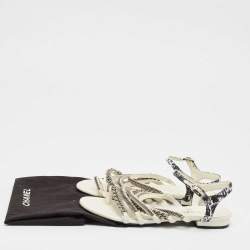 Chanel White Leather Chain Link Detail Strappy Flat Sandals Size 38