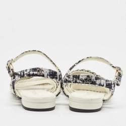 Chanel White Leather Chain Link Detail Strappy Flat Sandals Size 38