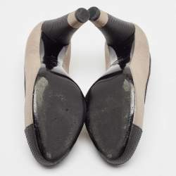 Chanel Grey/Black Leather CC Cap Toe Pumps Size 38