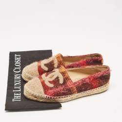 Chanel Multicolor Wool CC Espadrille Flats Size 36