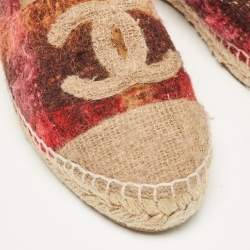 Chanel Multicolor Wool CC Espadrille Flats Size 36