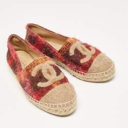 Chanel Multicolor Wool CC Espadrille Flats Size 36