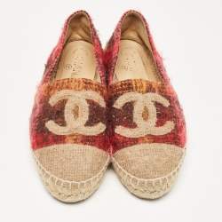 Chanel Multicolor Wool CC Espadrille Flats Size 36