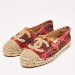 Chanel Multicolor Wool CC Espadrille Flats Size 36