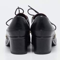 Chanel Black Leather Lucky Charms Oxfords Size 39.5