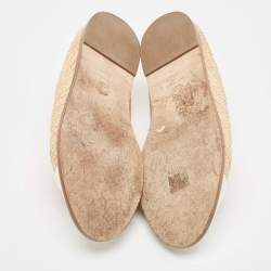 Chanel Beige Patent Leather and Raffia CC Mules Size 39