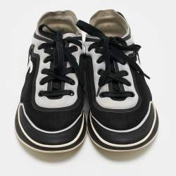 Pre Owned Chanel Black Fabric and Mesh CC Low Top Sneakers Size 38