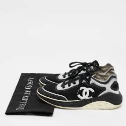 Pre Owned Chanel Black Fabric and Mesh CC Low Top Sneakers Size 38