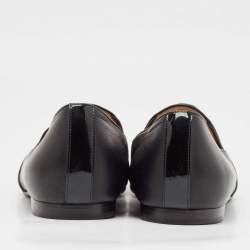 Pre Owned Chanel Black Leather CC Loafers Size 39.5