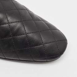 Pre Owned Chanel Black Leather CC Loafers Size 39.5