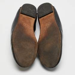 Chanel Black Leather CC Smoking Slippers Size 37.5