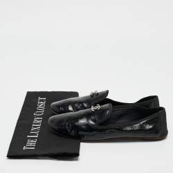 Chanel Black Leather CC Smoking Slippers Size 37.5