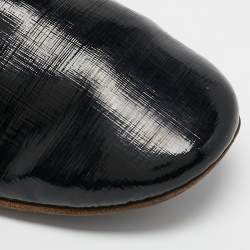 Chanel Black Leather CC Smoking Slippers Size 37.5