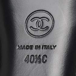 Pre Owned Chanel Black Leather CC Cap Toe Platform Pumps Size 40.5