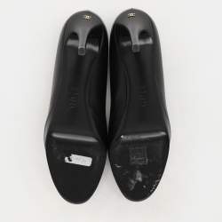 Pre Owned Chanel Black Leather CC Cap Toe Platform Pumps Size 40.5