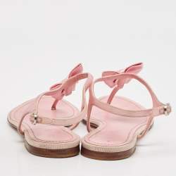 Chanel Pink Satin Bow Embellished Thong Sandals Size 39
