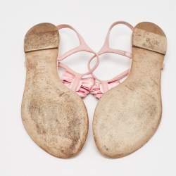 Chanel Pink Satin Bow Embellished Thong Sandals Size 39