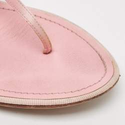 Chanel Pink Satin Bow Embellished Thong Sandals Size 39