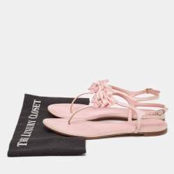 Chanel Pink Satin Bow Embellished Thong Sandals Size 39