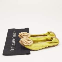 Chanel Yellow/Brown Cork and Leather Ballet Flats Size 39