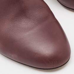 Chanel Burgundy Leather Chain Detail Heel Mules Size 39.5