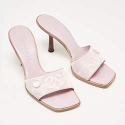 Chanel Pink Canvas Travel Ligne Slide Sandals Size 37