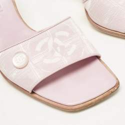 Chanel Pink Canvas Travel Ligne Slide Sandals Size 37