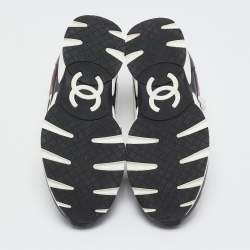 Pre Owned Chanel Multicolor Leather CC Low Top Sneakers Size 37.5