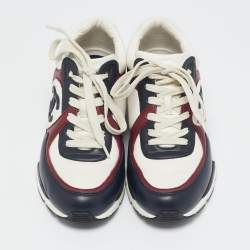 Pre Owned Chanel Multicolor Leather CC Low Top Sneakers Size 37.5