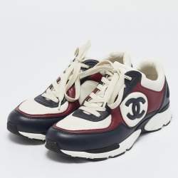 Pre Owned Chanel Multicolor Leather CC Low Top Sneakers Size 37.5