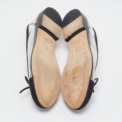 Chanel Black/Transparent PVC and Fabric CC Cap Toe Bow Ballet Flats Size 37.5