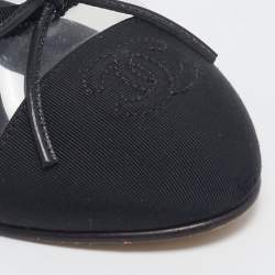 Chanel Black/Transparent PVC and Fabric CC Cap Toe Bow Ballet Flats Size 37.5